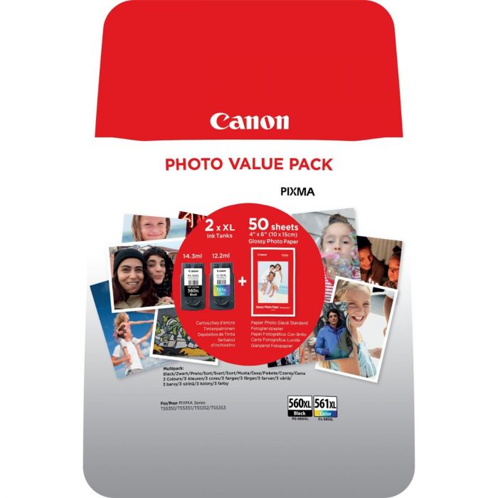Canon PG-560XL CL-561XL High Capacity Photo Value Pack Black and Color Ink Cartridges 3712C004