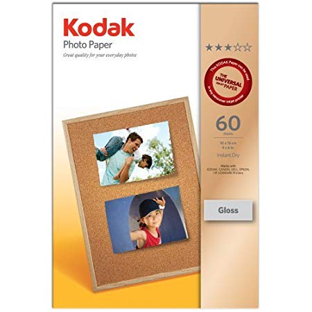 Kodak Glossy Photo Paper (4"x6") -165gsm, 60 Sheets