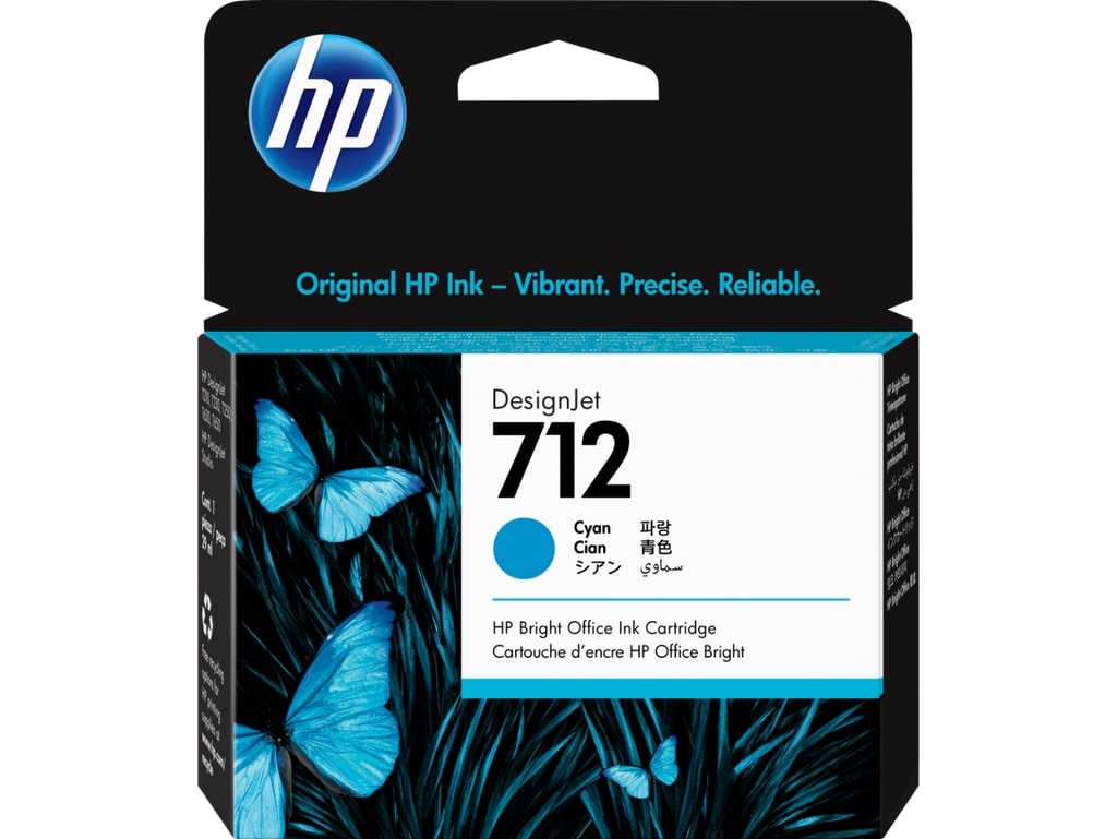 HP 712 Cyan Ink Cartridge - 3ED67A Designjet Ink, 29ml (712)