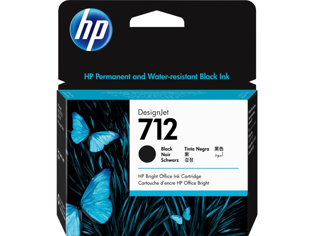HP 712 High Capacity Black Ink Cartridge - 3ED71A Designjet Ink, 80ml (712)