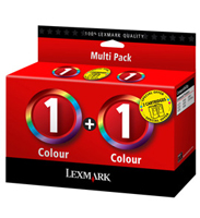 Lexmark No 1 Twin Pack High Capacity Colour Ink Cartridges - 80D2955 (80D2955)