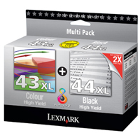 Lexmark Higher Capacity No 43 Colour and No 44 Black Ink Cartridges - 0080D2966 (80D2966)