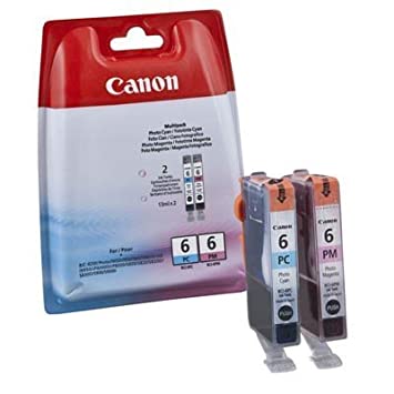 Canon BCI-6 2 Pack Genuine Ink Cartridges (Photo Cyan & Photo Magenta) (BCI-6PC-PM)