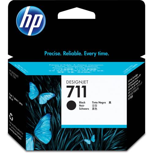 HP 711 Black Ink Cartridge - CZ129 Designjet Ink, 38ml (CZ129A)