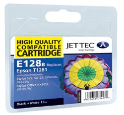 Jet Tec E128B Compatible Black Ink Cartridge for T0128140, 5.93ml (E128B)