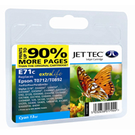 Jet Tec ( Made in the UK) E71C Remanufactured Cyan Ink Cartridge for T071240, 5.5ml