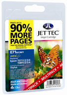 Jet Tec ( Remanufactured in the UK) Black, Cyan, Magenta, Yellow Ink Cartridges Multi Pack, 24.2ml (E71MP)