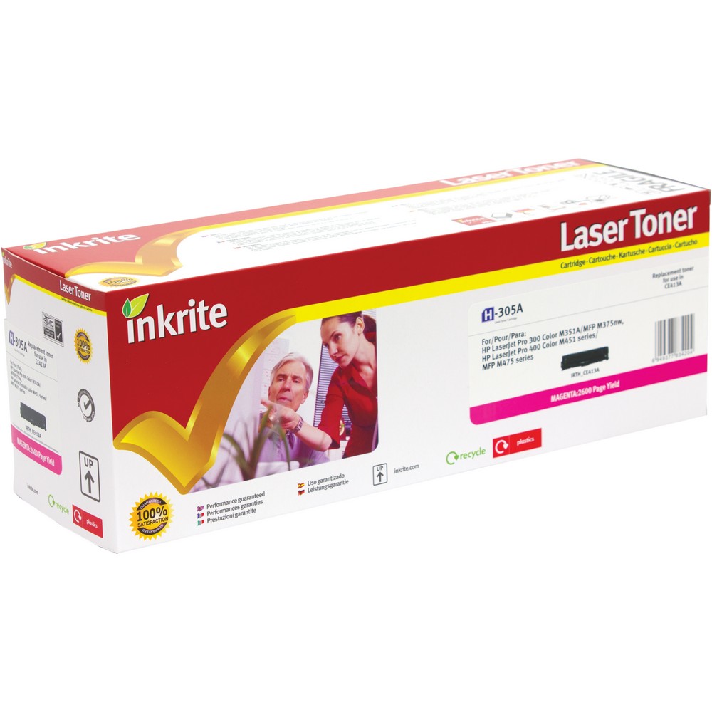 Inkrite Premium Compatible Magenta for HP CE413A (305A) Laser Cartridge, 2.6K Page Yield (H-413A)