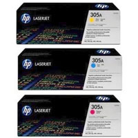 HP 305A Tri Pack (CMY) - Set of Cyan, Magenta and Yellow Toners (HP 305A Tri Pack)