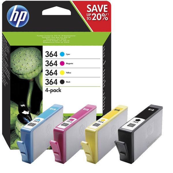 HP 364 Combo Pack Ink Cartridges - Black, Cyan, Magenta, Yellow N9J73AE (N9J73AE)