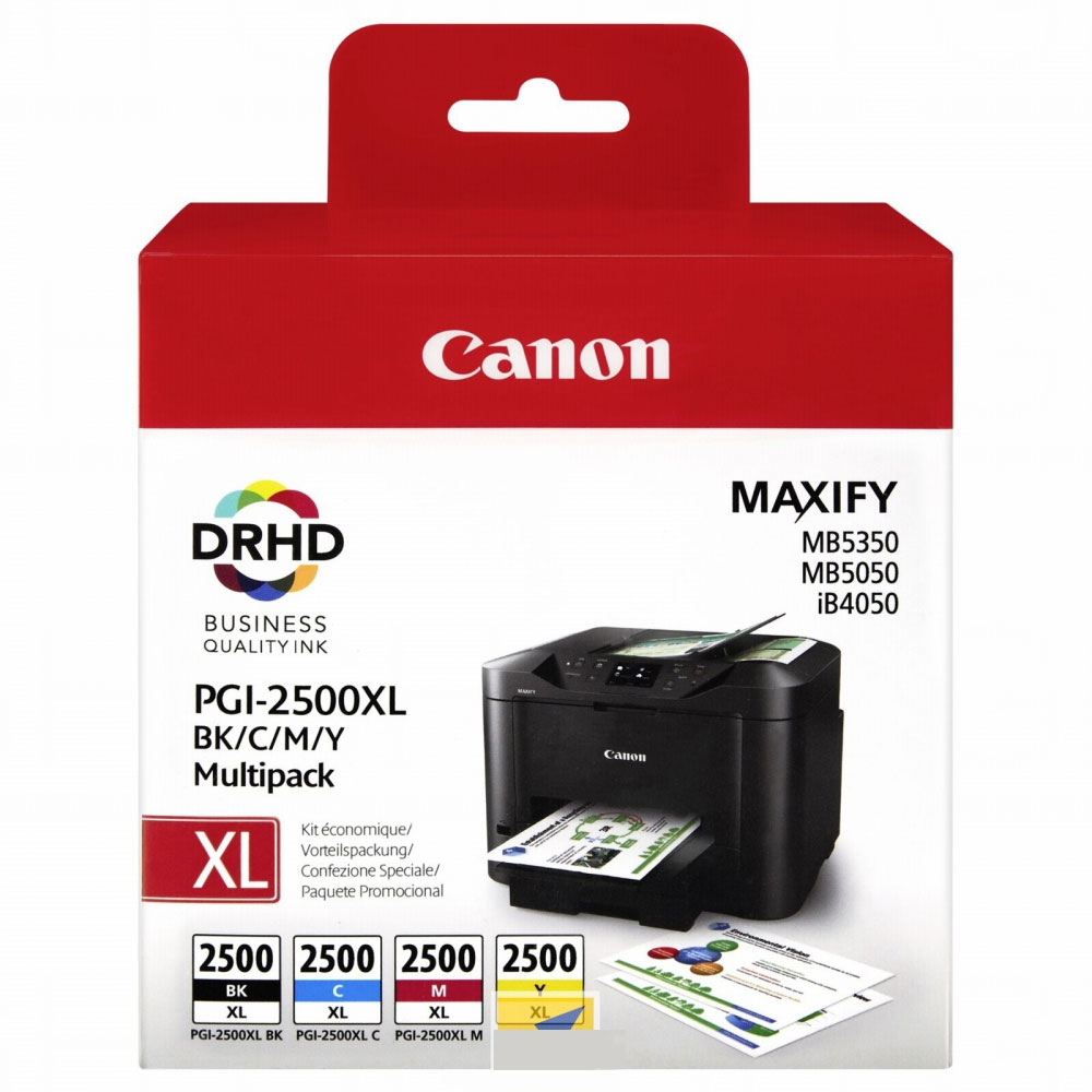 Canon DRHD XL 4 Colour Ink Cartridge Multipack - PGI-2500XL BK/C/M/Y (PGI-2500XLMulti)