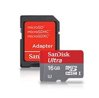 SanDisk 16GB microSDHC Card + SD Adapter - Class 10