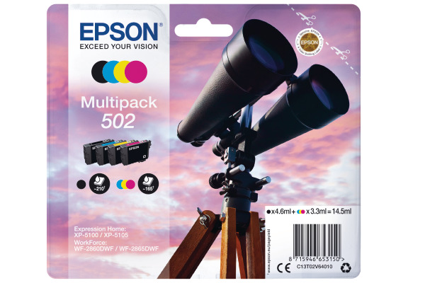 Epson 502 Multipack Ink Cartridges - T02V6 Binoculars Inkjet Printer Cartridges (T02V640)