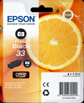 Epson 33 Ink Photo Black C13T334140 Cartridge (T3341)