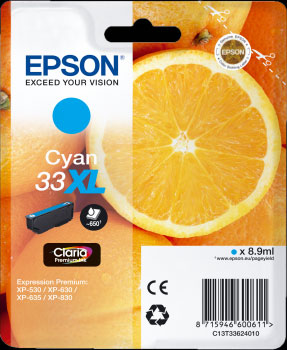 Epson 33XL Ink Cyan C13T336240 Cartridge (T3362)