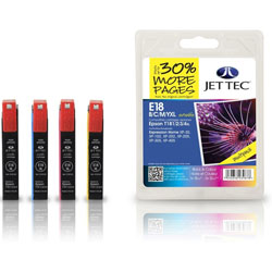 Jettec 18XL Quad Pack High Capacity BK C M Y Ink Cartridges for Epson T1816 - 48ml (E18XL)