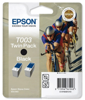 Epson T003 Twin Pack Black Ink Cartridges C13T003012 (T003012)