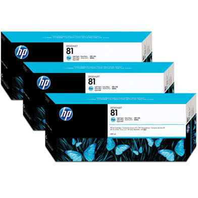 HP 81 Light Cyan DesignJet 3 Pack Dye Ink Cartridges C5070A
 (C5070A)