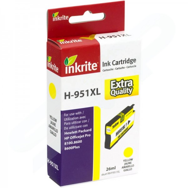 Inkrite Compatible 951XL High Capacity Yellow Ink Cartridge for HP CN048A (H-951XLY)