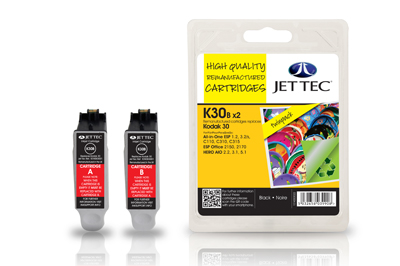 JettecK30BX2 Replacement Twin Pack Black Ink Cartridges (Alternative to Kodak 30 3952330)