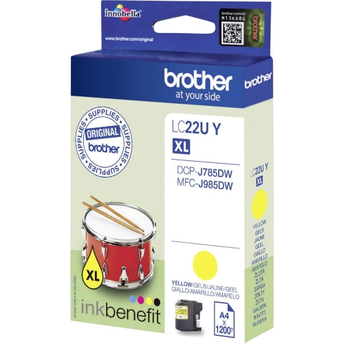 Brother LC22UY XL Yellow Ink Cartridge - LC-22UY Inkjet Printer Cartridge (LC22UY)