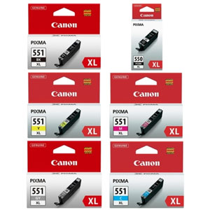 Canon PGI550XL Black and CLI551 CMYK and Grey (pgi550xl_cli551xl Bundle)