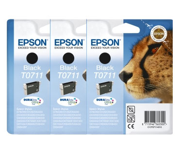 Triple Pack of Epson T0711 Black Ink Cartridges (Triple Pack T0711)
