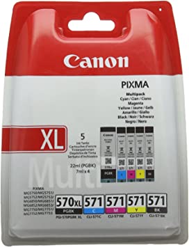 Canon 0318C004 PGI-570XL Black, CLI-571CMYK Ink Cartridges (0318C004)