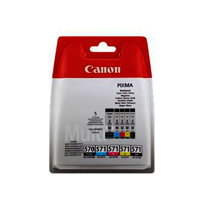 Canon PGI-570 PGBK CLI-571 CMYK Ink Cartridges - PGI 570 571 CMYK, 39ml (PGI570-571CMYK)