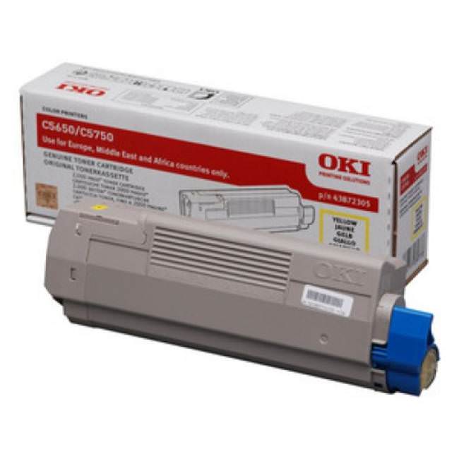 Oki Yellow Toner Cartridge, 2K Yield