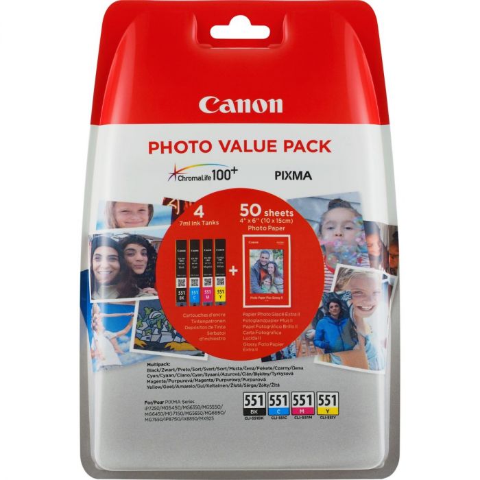 Canon 551 Photo Value Pack CMYK Ink Cartridges - CLI 551 CMYK (6508B005)