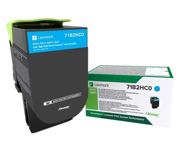 Lexmark 71B2HC0 High Capacity Return Program Cyan Toner Cartridge, 3.5K Page Yield (71B2HC0)