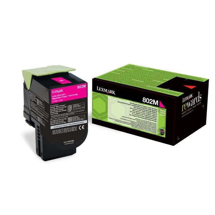 Lexmark 802M Return Program Magenta Toner Cartridge, 1K Page Yield (80C20M0)