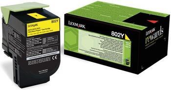 Lexmark 802Y Return Program Yellow Toner Cartridge, 1K Page Yield (80C20Y0)