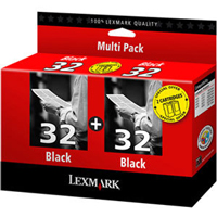 Lexmark No 32 Low Capacity Twin Pack Black Ink Cartridges - 80D2956 (80D2956)
