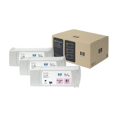 HP 81 Light Magenta DesignJet 3 Pack Dye Ink Cartridges C5071A
 (C5071A)