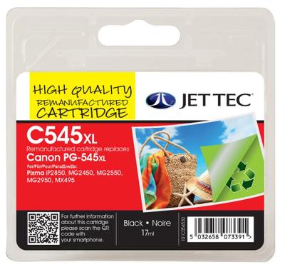 Jettec Black Ink Cartridge for Canon PG-545XL, 17ml (545XL)