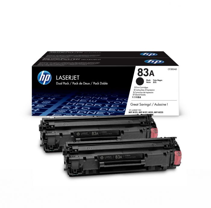 HP 83A Twin Pack Standard Capacity Black Toner Cartridge - CF283AD