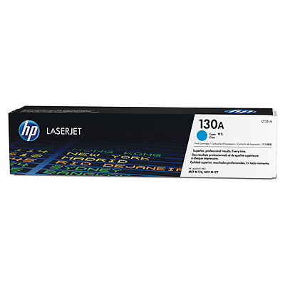 HP 130A Cyan Toner Cartridge, 1K Page Yield (CF351A)