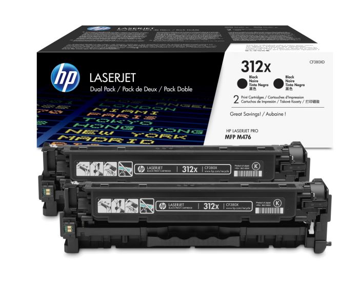 HP 312X Twin Pack High Capacity Black Toner Cartridge - CF380XD (CF380XD)