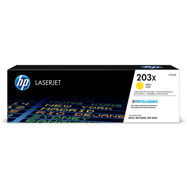 HP CF542X High Capacity Yellow 203X Toner Cartridge - CF542X, 2.5K Page Yield