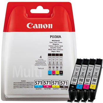 Canon 571 Multi Pack CMYK Ink Cartridges - CLI 571 CMYK, 28ml