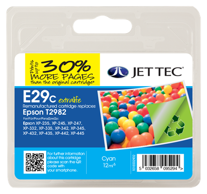 Jet Tec E29C Compatible Cyan Ink Cartridge for T298240, 12ml