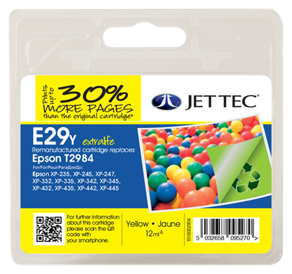 Jet Tec E29Y Compatible Yellow Ink Cartridge for T298440, 12ml (E29Y)