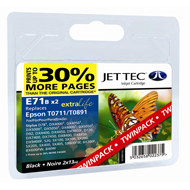 Jet Tec ( Made in the UK) E71BX2 Twin Pack Compatible Black Ink Cartridge for T071140