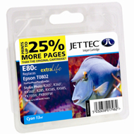 Jet Tec ( Made in the UK) E80C Compatible Cyan Ink Cartridge for T080240, 7.4ml (E80C)