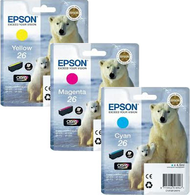 Epson 26 Multipack of 3 Polar bear Inks (Epson 26 Multipack)