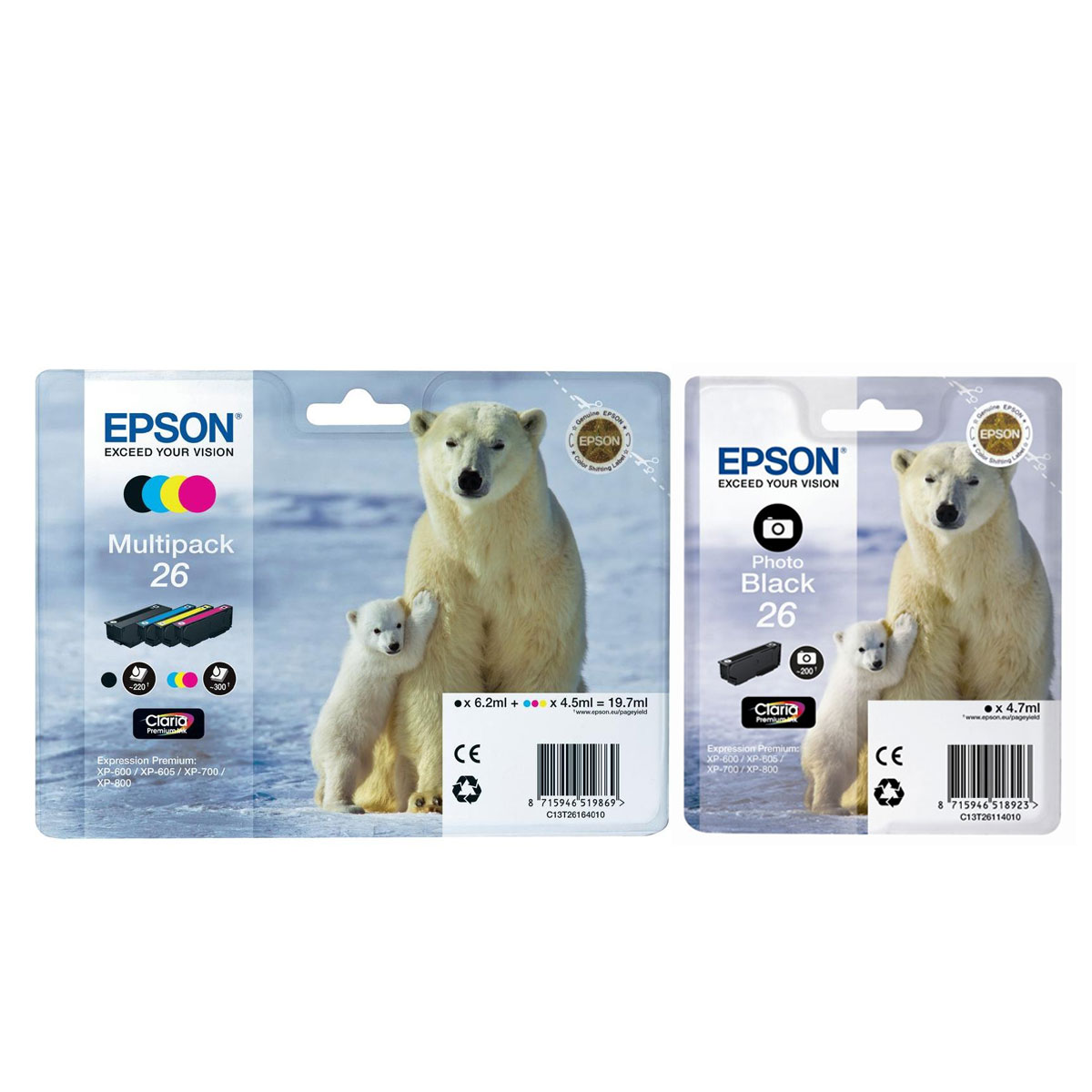 Epson 26 Photo Set -  A Pack of 5 CMYK and Photo Cartridges (Epson 26 Photo)