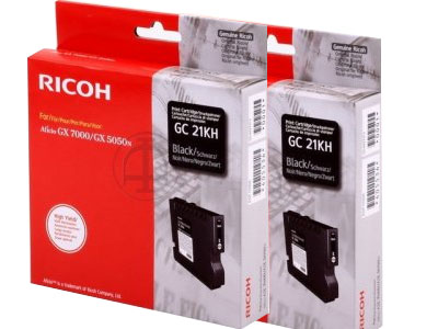 Ricoh High Capacity GC21H Gel Ink - Twin Pack of 2 Black (2 * 405536) (GC21H Twin Pack)