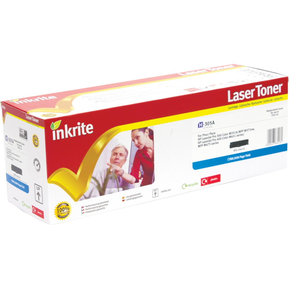 Inkrite Premium Compatible Cyan for HP CE411A (305A) Laser Cartridge, 2.6K Page Yield (H-411A)